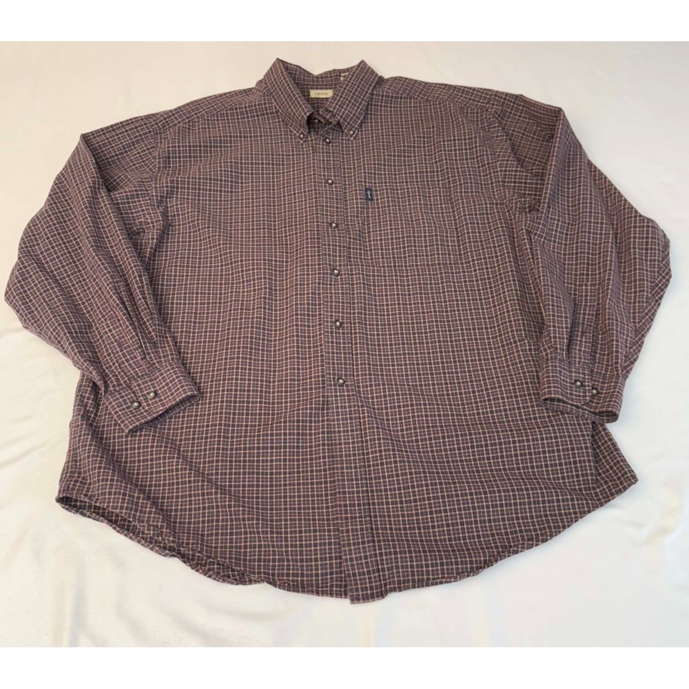 IZOD Shirt Mens XXL Blue/Red Plaid Long Sleeve Button Down 100% Cotton